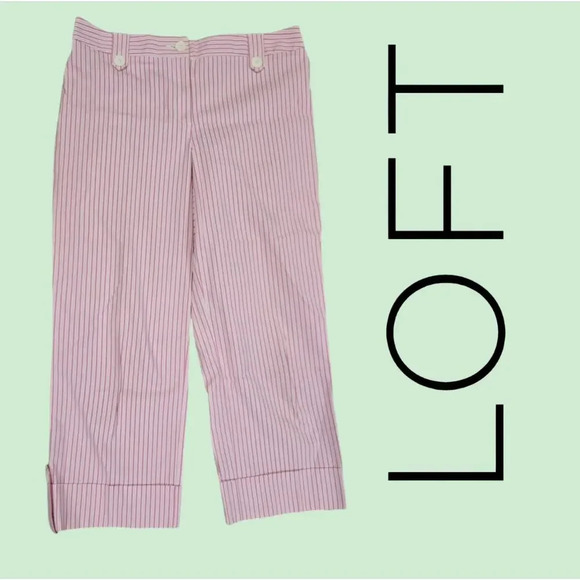 Ann Taylor loft women's pink white striped Capri pants - size 8 - Picture 11 of 11